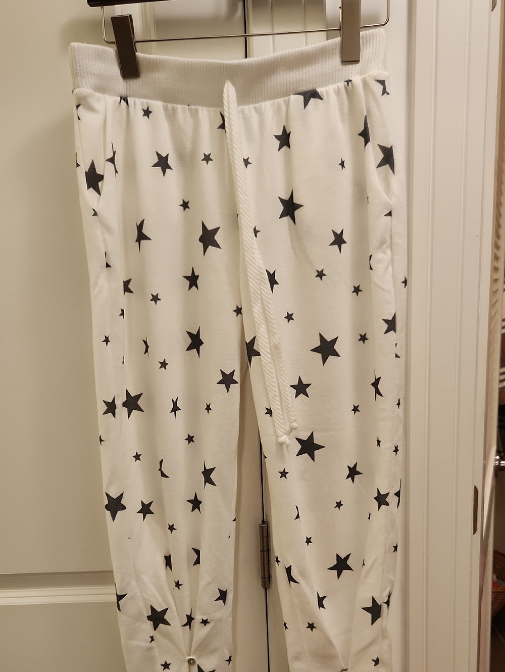 NWOT Altar'd State White Joggers with Black Star Print